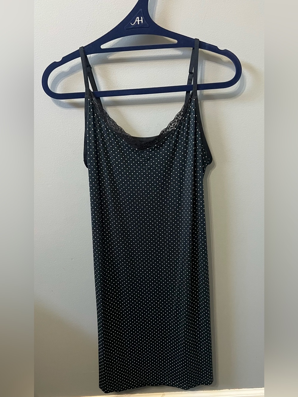 GAP Black White Polka Dot Lace Trim Slip Dress Size L